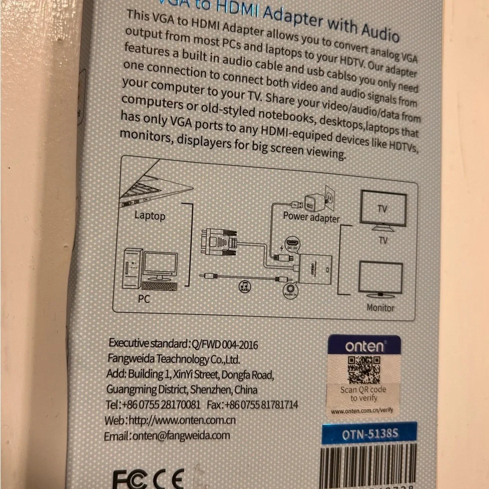 Black VGA to HDMI Adapter